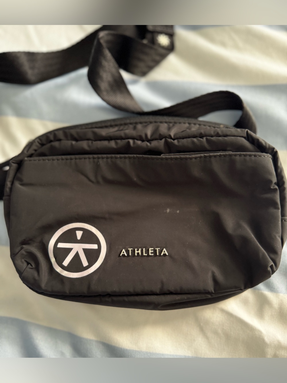 Athleta Black Belt Bag with Reflective Logo